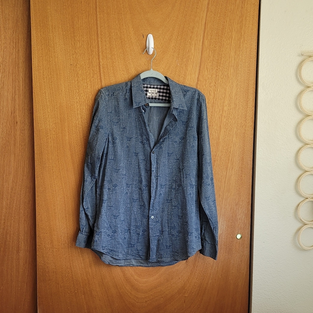 Faux Lace Faux Denim Blue Button up